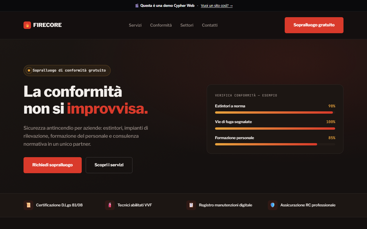 Anteprima homepage Firecore