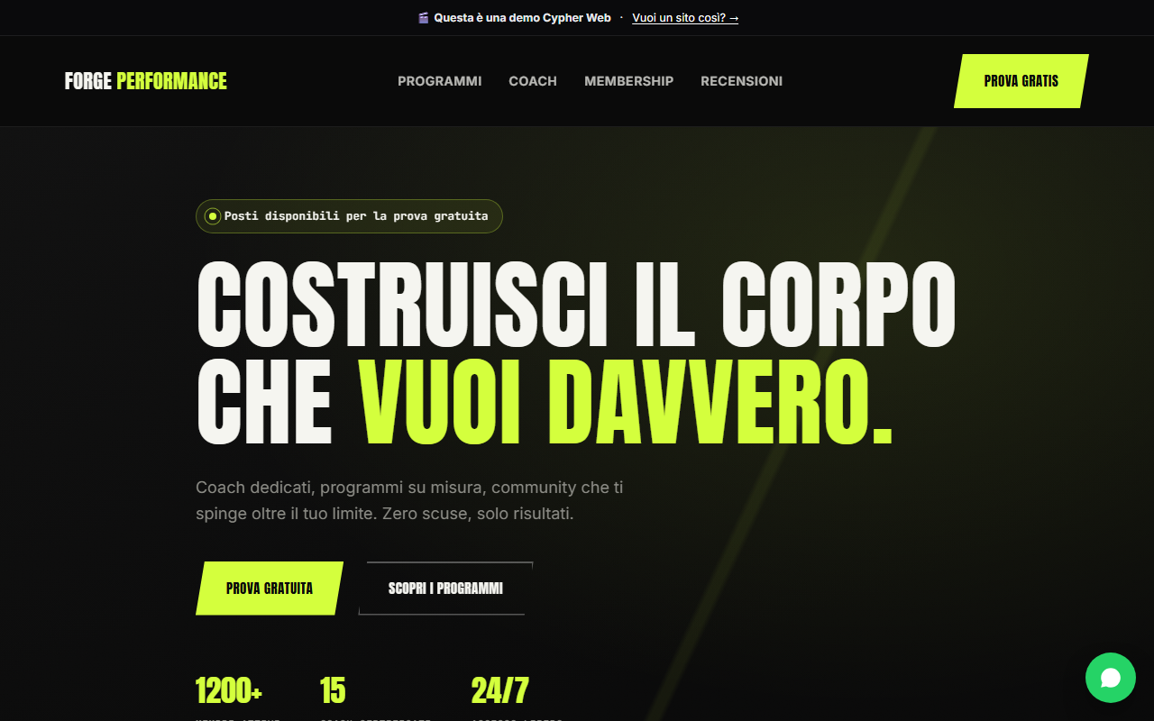 Anteprima homepage Forge Performance
