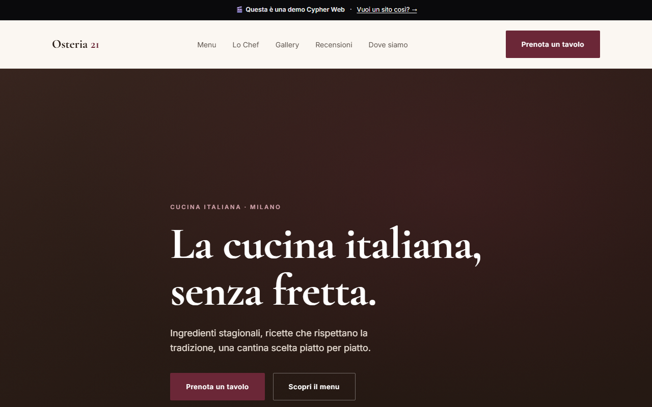 Anteprima homepage Osteria 21